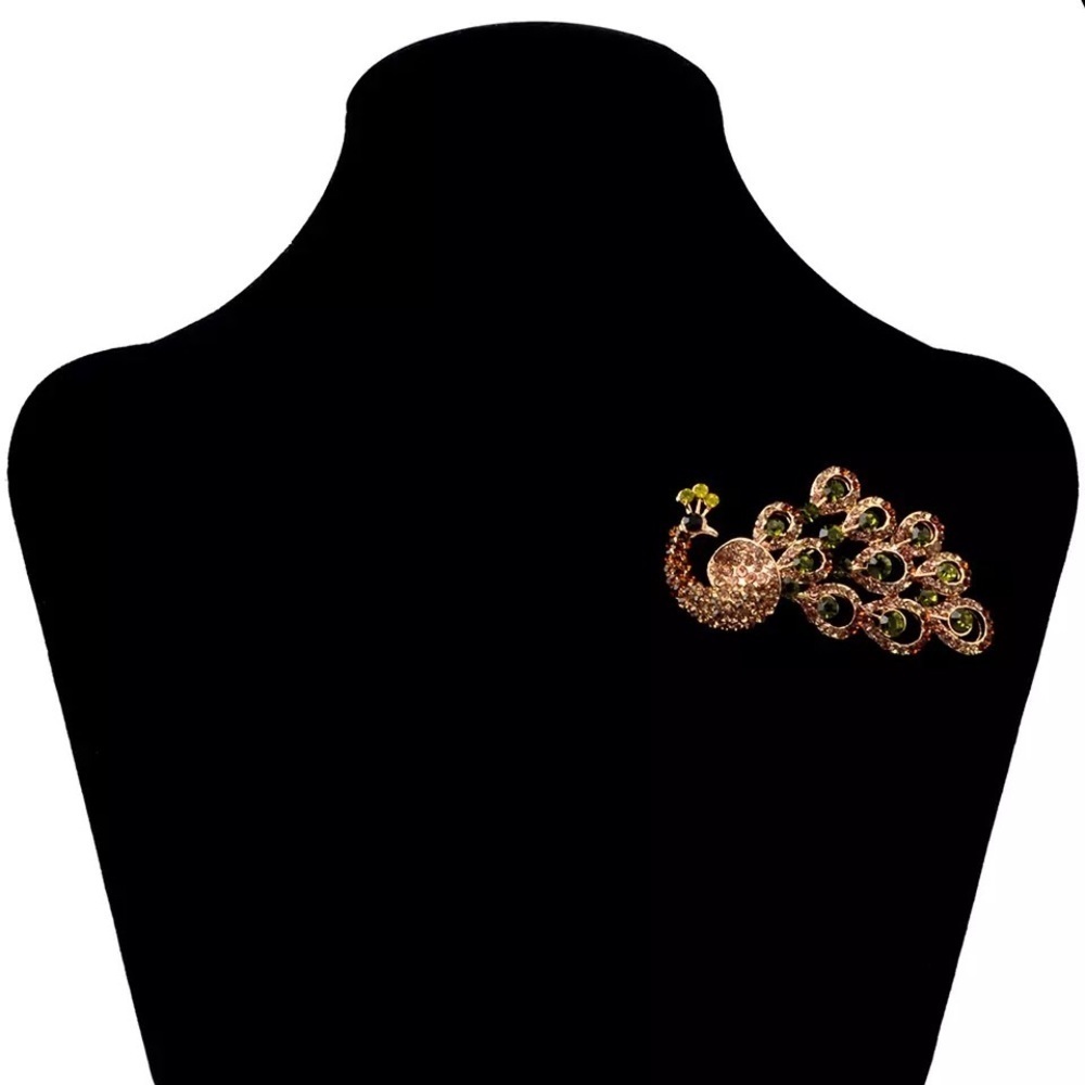 Peacock Rhinestone Crystal Brooch
